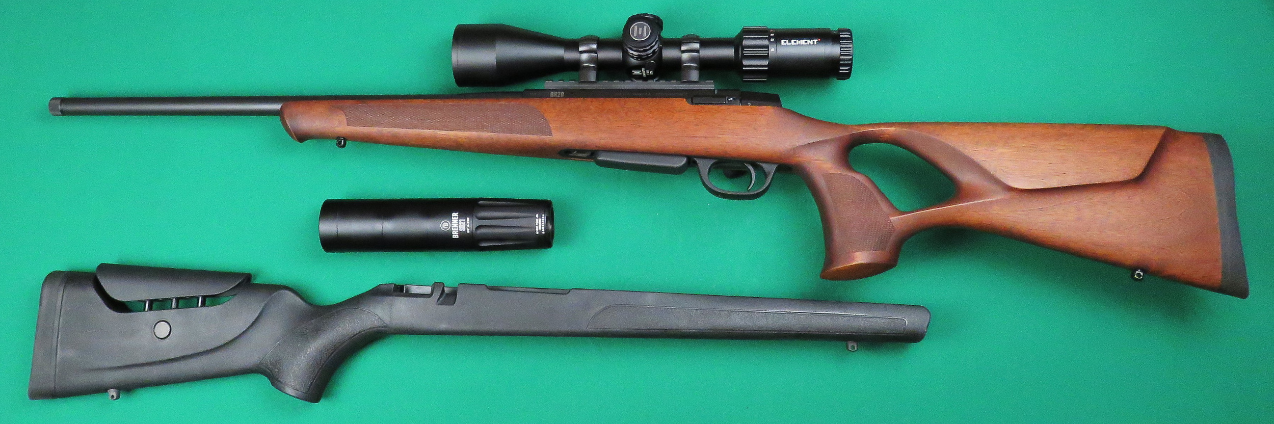 Brenner BR 20 Success Cal. .308 Win. Mit Helix HD 2-16x50 + Schalldämpfer + Wechsel Schaft für den harten Einsatz.
